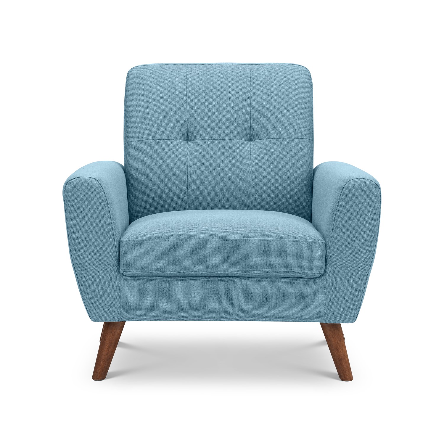 Read more about Blue fabric armchair with wooden legs monza julian bowen